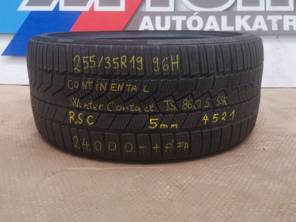 1DB [GYÁRI HASZNÁLT]  TÉLI GUMI - 255/35R19 - 96H - CONTINENTAL - CONTIWINTERCONTACT TS860S - RSC - DOT: 4521 - 5mm  2. kép